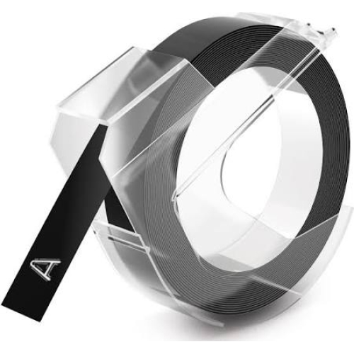 Dymo S0898130 compatible labeltape, white on black, 9mm x 3m