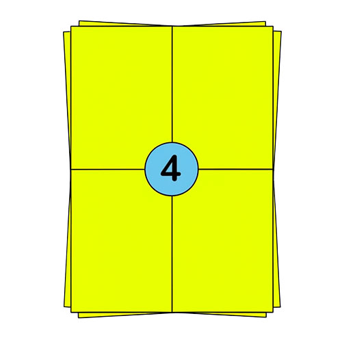 A4 sheet labels 104 x 148 mm, fluorescent yellow, 400 labels