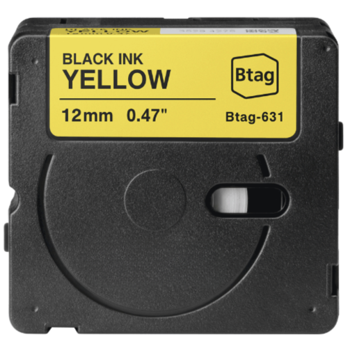 Brother Btag-631 -yhteensopiva tarranauha musta keltaisella 12 mm