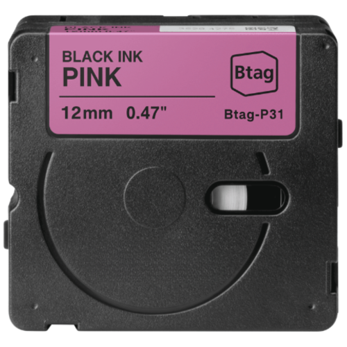 Brother Btag-P31 -yhteensopiva tarranauha musta pinkillä 12 mm