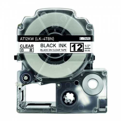 Epson LK-4TBN compatible labeltape, black on clear, 12mm x 8m