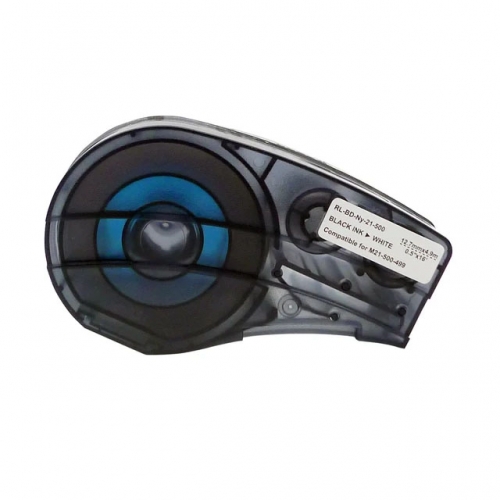 Brady M21-500-499 compatible labeltape, black on white, 12,7mm x 4,88m