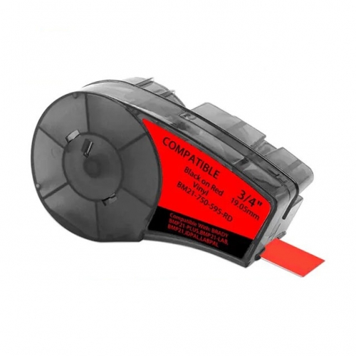 Brady M21-750-595-RD compatible labeltape, black on red, 19,1mm x 6,4m