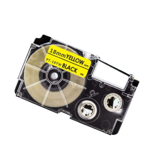 Casio XR-18YW compatible labeltape, black on yellow, 18mm x 8m